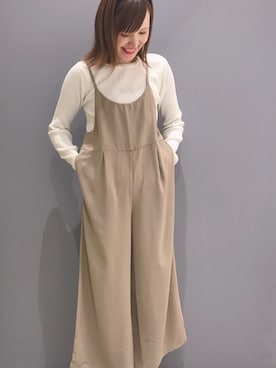 「リブニット」｜「アイテム（サロペット/オーバーオール）」を使った、chie_iさん（レディース・166cm）の冬コーディネート