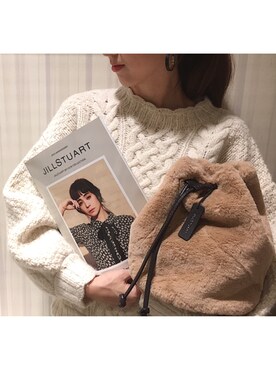 「ファー巾着」｜yukaさん（レディース・165cm）の秋コーディネート