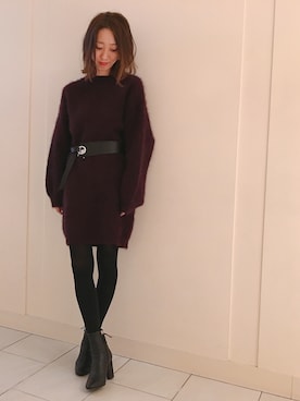 「アンゴラ」｜「アイテム（ワンピース/ドレス）」を使った、yukaさん（レディース・165cm）の秋コーディネート