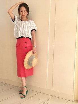 「ふんわり」｜「アイテム（帽子）」を使った、yukaさん（レディース・165cm）の春コーディネート