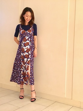 「キャミソールワンピ」｜「アイテム（ワンピース/ドレス）」を使った、yukaさん（レディース・165cm）の春コーディネート