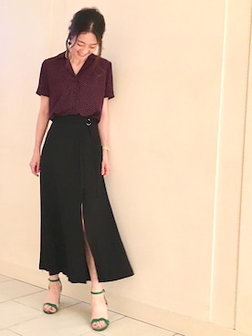 「アイテム（サンダル、グリーン系）」を使った、yukaさん（レディース・165cm）の夏コーディネート