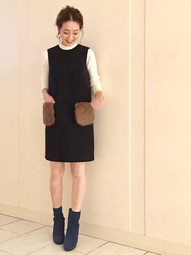 「JILL STUART（ジルスチュアート）の◆カラースエードブーツ（ブーツ）」を使った、yukaさん（レディース・165cm）の秋コーディネート