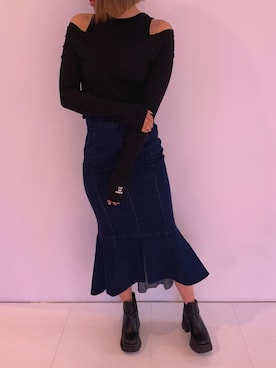 「アイテム（デニムスカート）」を使った、FIG&VIPER_YUNAさん（レディース・160cm）の春コーディネート