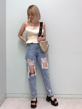 「FIG&VIPER（フィグアンドバイパー）のアイテム（キャミソール）」を使った、FIG&VIPER_YUNAさん（レディース・160cm）の夏コーディネート