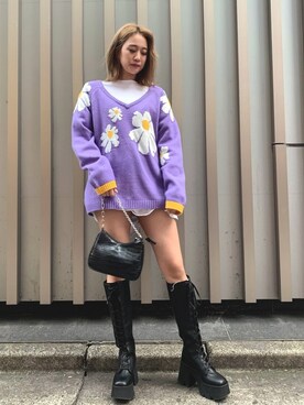 「FIG&VIPER（フィグアンドバイパー）のアイテム（ニット/セーター）」を使った、FIG&VIPER_YUNAさん（レディース・160cm）の冬コーディネート