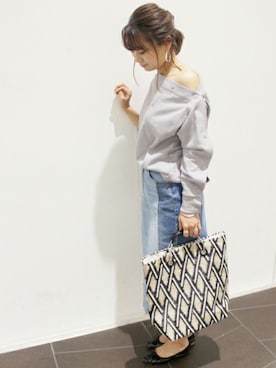 「LUC DNM （ラックデニム）のアイテム（スカート）」を使った、erinaさん（レディース・158cm）の春コーディネート