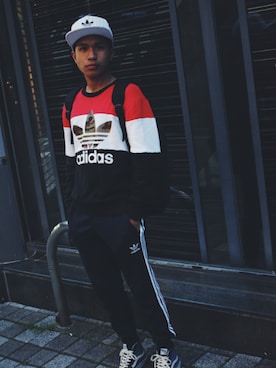 「adidas Originals（アディダスオリジナルス）のアイテム（キャップ）」を使った、にゅーちさん（メンズ・162cm）の春コーディネート