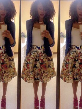 「UNKNOWN.（アンノウン）のアイテム（スカート）」を使った、Lexi Yvonneさん（レディース・173cm）の夏コーディネート