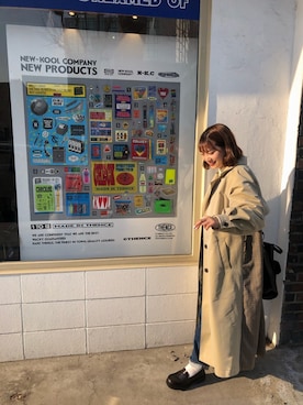 「RAY CASSIN（レイカズン）のアイテム（トレンチコート）」を使った、やのさん（レディース・153cm）の春コーディネート