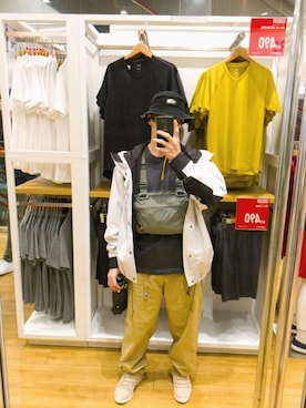「アイテム（モッズコート、イエロー系）」を使った、RoxsoulLeeさん（メンズ・170cm）の春コーディネート