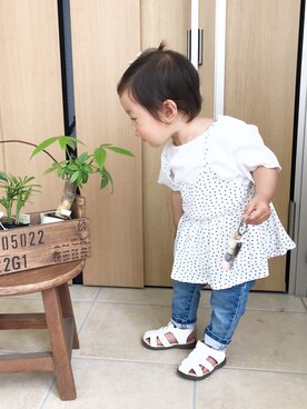 「no brand（ノーブランド）のアイテム（キャミソール）」を使った、_a_o_i_さん（キッズ・80cm）の春コーディネート