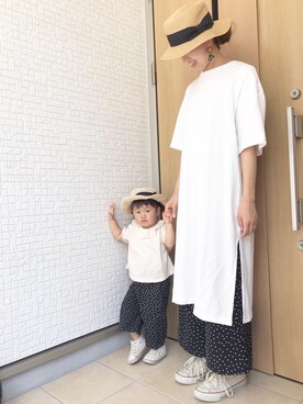 「スリットtワンピース」｜_a_o_i_さん（キッズ・80cm）の夏コーディネート
