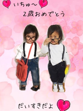 「ショルダーバック」｜「アイテム（その他）」を使った、Suikaaさん（キッズ・80cm）の春コーディネート