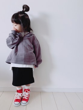 「アイテム（スカート）」を使った、Suikaaさん（キッズ・90cm）の冬コーディネート