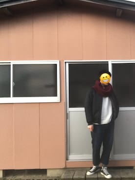 「アイテム（MA-1、ブルー系）」を使った、se＾naさん（メンズ・177cm）の冬コーディネート