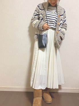 「カウチン」｜「アイテム（その他アウター）」を使った、Ｋコ/BAILA専属読者モデルさん（レディース・155cm）の秋コーディネート
