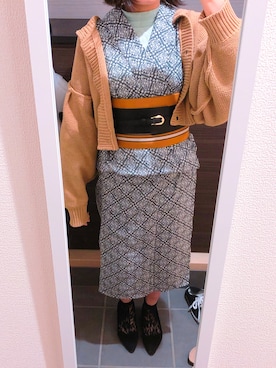 「着物」｜「アイテム（その他アウター）」を使った、Palauさん（レディース・152cm）の春コーディネート