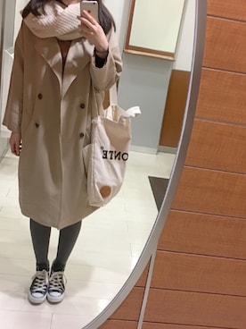 「スヌード」｜「アイテム（トレンチコート）」を使った、Rikoさん（レディース・160cm）の冬コーディネート