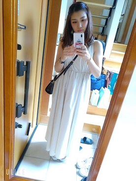「mystic（ミスティック）のアイテム（ワンピース、ホワイト系）」を使った、かなさん（レディース・157cm）の冬コーディネート