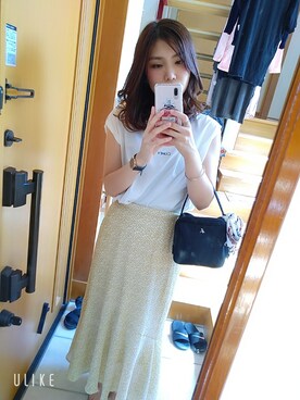 「mystic（ミスティック）のアイテム（スカート、イエロー系）」を使った、かなさん（レディース・157cm）の冬コーディネート