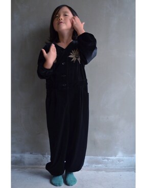 「ベロア」｜「アイテム（オールインワン・サロペット）」を使った、noriさん（キッズ・110cm）の秋コーディネート