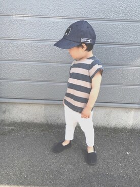 「TOMS（トムス）のアイテム（シューズ）」を使った、mee**naaさん（キッズ・90cm）の春コーディネート