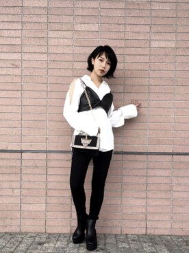 「アイテム（ブーティ）」を使った、RINAさん（レディース・153cm）の夏コーディネート