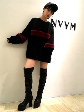 「ベロア」｜「アイテム（帽子）」を使った、RINAさん（レディース・153cm）の秋コーディネート