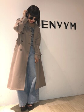 「153cm」｜「アイテム（トレンチコート）」を使った、RINAさん（レディース・153cm）の冬コーディネート