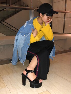 「仙台」｜「アイテム（デニムジャケット）」を使った、RINAさん（レディース・153cm）の春コーディネート