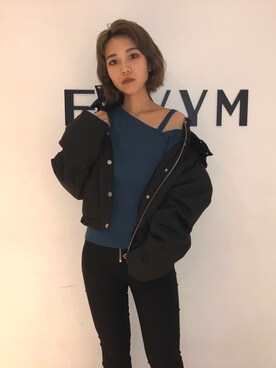 「仙台」｜「アイテム（ダウンジャケット/コート）」を使った、RINAさん（レディース・153cm）の秋コーディネート