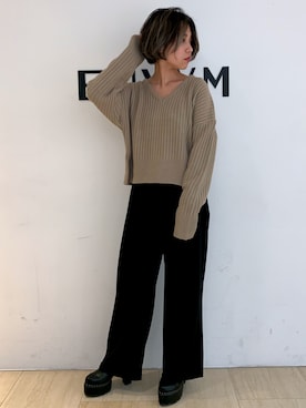 「アイテム（トップス、ベージュ系）」を使った、RINAさん（レディース・153cm）の秋コーディネート