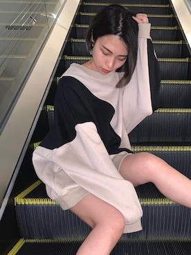 「スウェットワンピース」｜RINAさん（レディース・153cm）の秋コーディネート