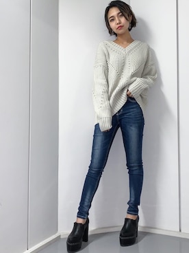 「ENVYM（アンビー）のアイテム（パンツ）」を使った、RINAさん（レディース・153cm）の冬コーディネート