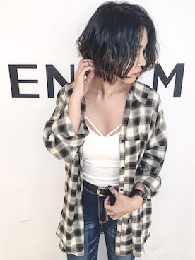 「アイテム（キャミソール）」を使った、RINAさん（レディース・153cm）の冬コーディネート