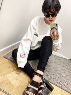 「アパレルスタッフ」｜「アイテム（スウェット）」を使った、RINAさん（レディース・153cm）の春コーディネート