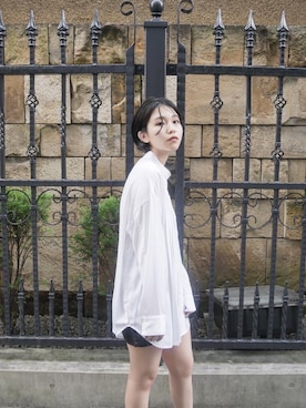 「ENVYM（アンビー）のアシメタックルーズＳＨ（シャツ/ブラウス）」を使った、RINAさん（レディース・153cm）の夏コーディネート