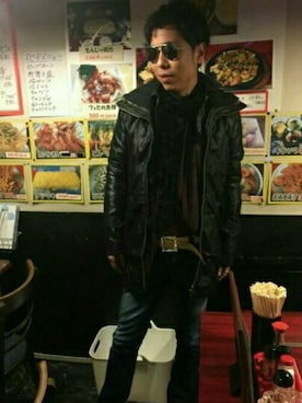 「ティアドロップサングラス」｜「アイテム（モッズコート）」を使った、H.S@yonoiさん（メンズ・176cm）の冬コーディネート