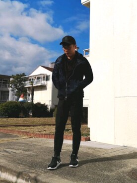 「ARMANI EXCHANGE（アルマーニエクスチェンジ）のアイテム（キャップ）」を使った、H.S@yonoiさん（メンズ・176cm）の冬コーディネート