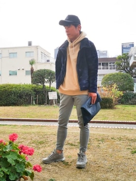 「ARMANI EXCHANGE（アルマーニエクスチェンジ）のアイテム（キャップ）」を使った、H.S@yonoiさん（メンズ・176cm）の冬コーディネート