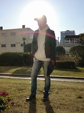 「ARMANI EXCHANGE（アルマーニエクスチェンジ）のアイテム（キャップ）」を使った、H.S@yonoiさん（メンズ・176cm）の春コーディネート