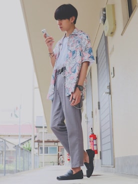 「BICASH（ビカーシ）のアイテム（スリッポン）」を使った、RAKI💫さん（メンズ・173cm）の夏コーディネート