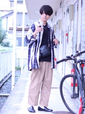 「BICASH（ビカーシ）のアイテム（スリッポン）」を使った、RAKI💫さん（メンズ・173cm）の夏コーディネート