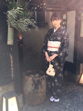 「きもの」｜「アイテム（ワンピース/ドレス）」を使った、森本奈緒さん（レディース・168cm）の冬コーディネート