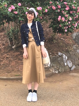 「mimi&roger（ミミアンドロジャー）のアイテム」を使った、森本奈緒さん（レディース・168cm）の春コーディネート