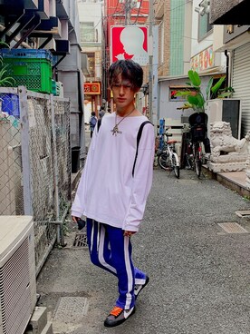 「DANKE SCHON（ダンケシェーン）のアイテム（スウェットパンツ）」を使った、ruuuy19さん（メンズ・173cm）の冬コーディネート
