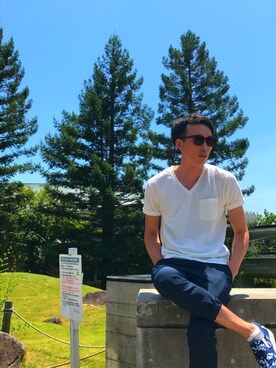 「Saturdays NYC（サタデーズ ニューヨークシティ ）のアイテム（スリッポン）」を使った、ハイリさん（メンズ・177cm）の夏コーディネート