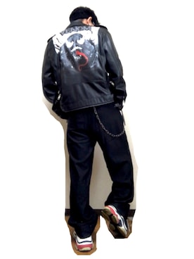 「BALENCIAGA」｜「アイテム（ライダースジャケット）」を使った、RYOYAさん（メンズ・167cm）の春コーディネート