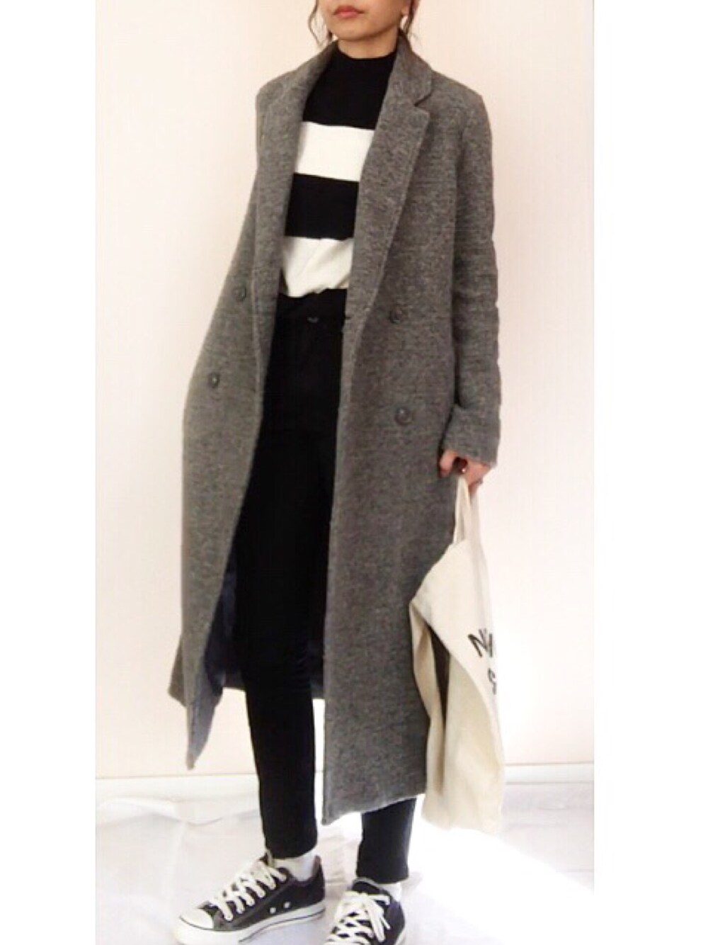 a___さんの「WOOL-BLEND DOUBLE BREASTED CT（MOUSSY）」を使ったコーディネート